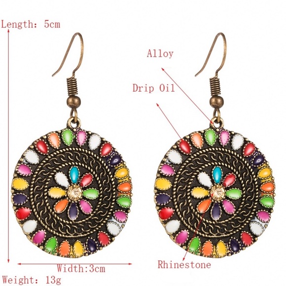 2/$20!  Bronze Boho Multi-Color Dangle Earrings - Picture 5 of 8